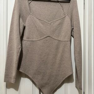 Abercrombie Women’s Long-Sleeve Taupe Bodysuit